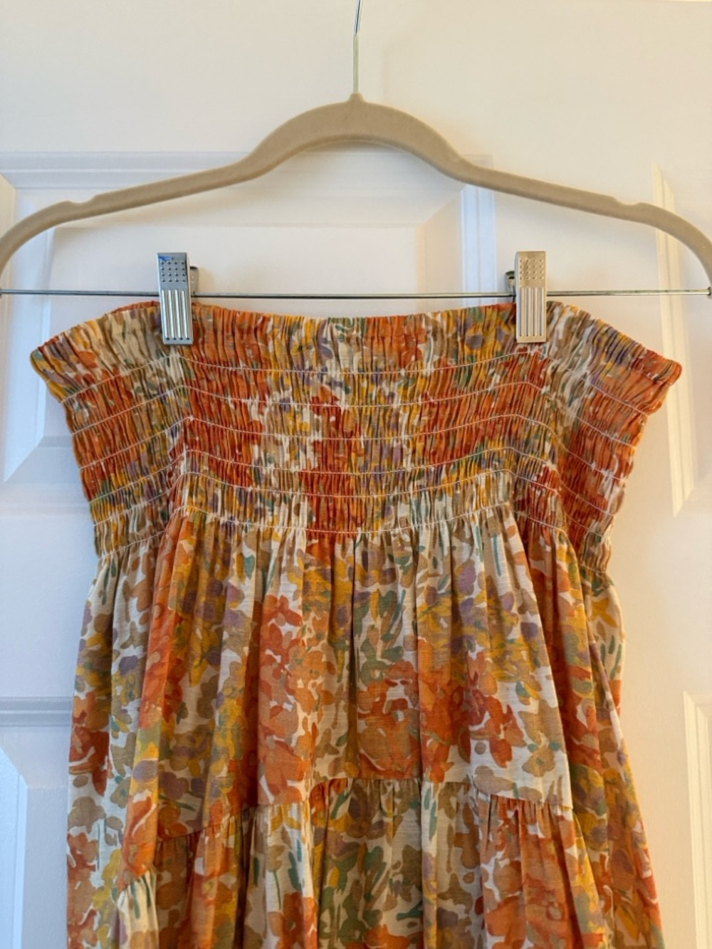 Vince Floral Garden print  smock waist midi skirt